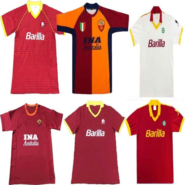 

89 90 91 92 94 00 01 02 roma retro soccer jersey totti batistuta candela montella classic commemorate collection maglia da calcio, Black;yellow
