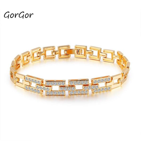 

charm bracelets gorgor women copper material gold-color mosaic zircon simplicity temperament fashion wedding accessories js-500, Golden;silver