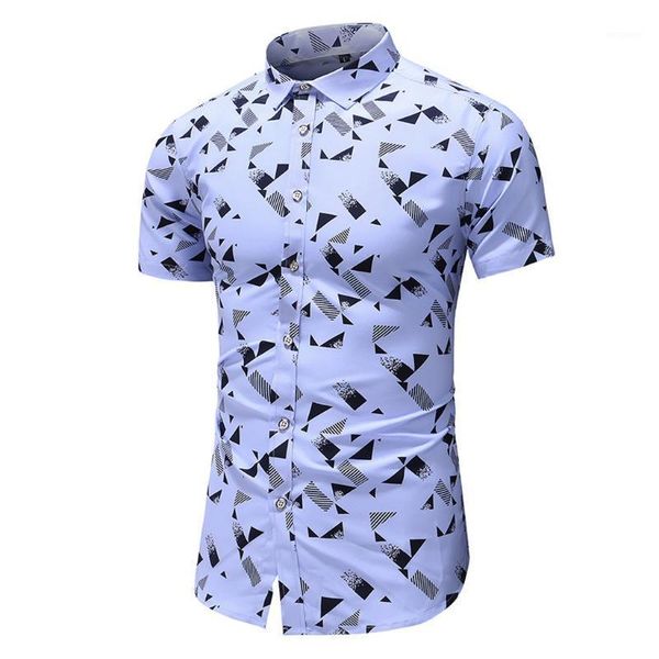 

men's print button turn-down collar slim fit short sleeve shirt hawaiian shirt summer casual floral shirts 5.231, White;black