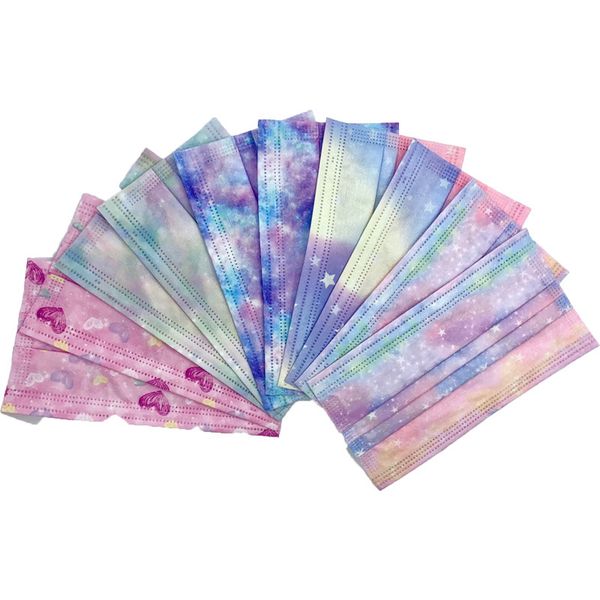 

designer disposable face masks 3 layers 95% melt blown cloth dust air anti-pollution fashion print starry sky mask kids mouth masks