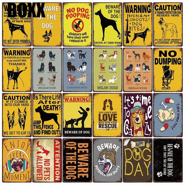 

pet shop warning beware of dog no dog pooping allowed metal sign home decor bar wall art painting 20*30 cm size