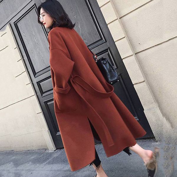 

cloth for women winter jacket 2021 new arrival double-sided cashmere alpaca women's long woolen coat fc394, Black