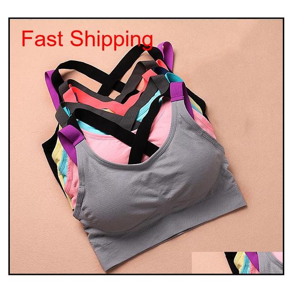 

fitness yoga push up sports bra for womens gym running padded tank athletic vest underwear shockproof str qylnqs alice_bag, White;red