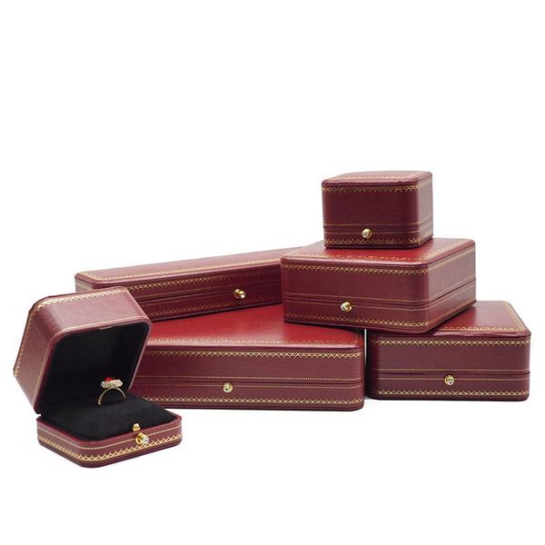 

red leather paper jewelry organizer boxes and packaging wedding ring case bangle/pendant/bracelet christmas gift box, Pink;blue