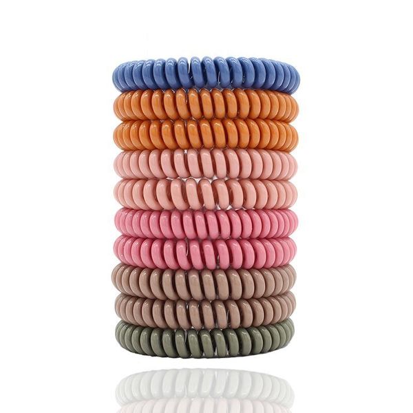 

10pcs fashion basic screw spiral rubber bands with beautiful luster environmental friendly telephone wire hair loop boti qylxzu