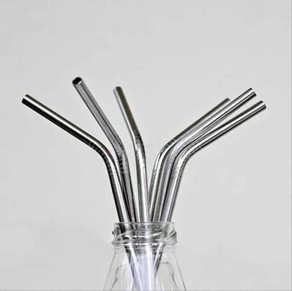 

bend in stock reusable eco-friendly drinking straw straight metal straws bar family kitchen for beer fruit juice drink