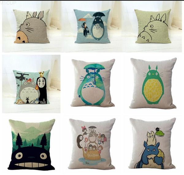 

eco-friendly anime chinchilla totoro cases cushion cover pillowcase linen cotton home soft square throw pillow case christmas gift