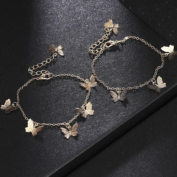 

bohemian butterfly star bracelet & bangle for women simple gold silver color chian butterfly charm bracelet fashion jewelry wmtjrm, Golden;white