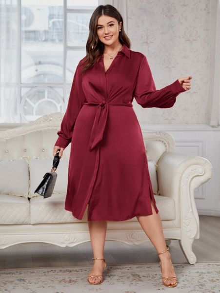 

plus tie front shirt dress w1nj#, Black
