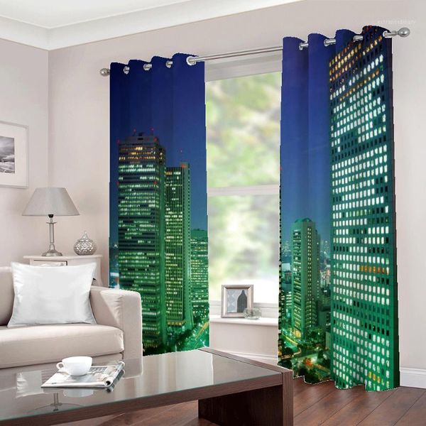 

custom 3d p curtain new york city night painting art drapes for living room bedroom half-blackout home decor sets1