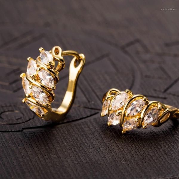 

e-shine round hoop earrings for women crystal metal material exquisite lovely style wedding anniversary fashion jewelry1, Golden