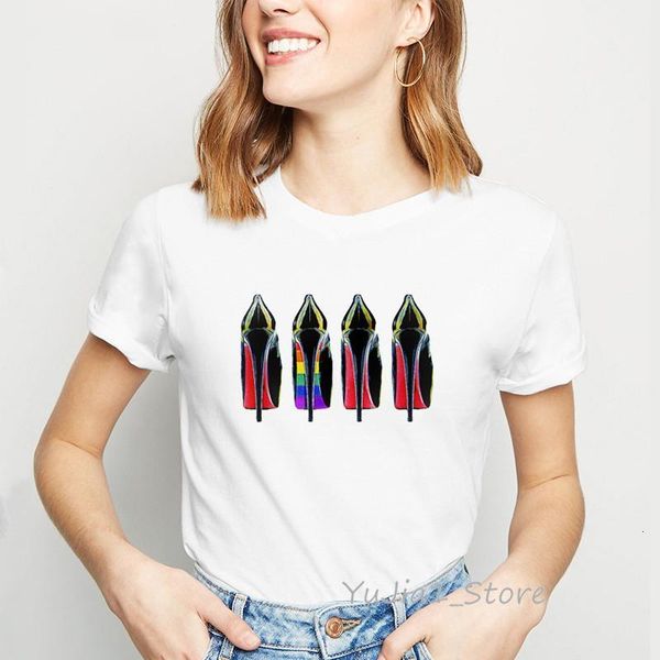 

vogue pocket bloody high heels shoes print tshirt women vintage money moves tee shirt femme summer hipster t shirt, White
