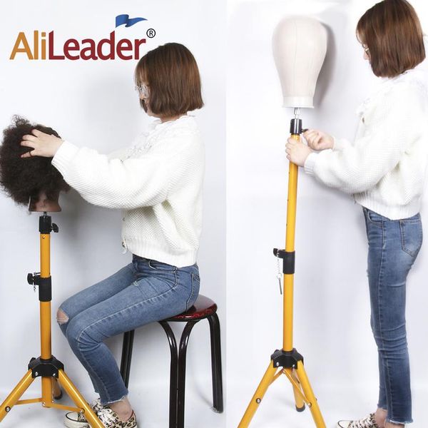 

alileader 2020 новый регулируемый манекен головной штатив черный золотой 125 см холст манекен головной парик стенд штатив парик ma wmtnih, White