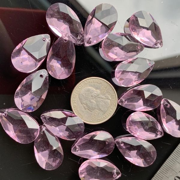 

10pc pink teardrop glass crystal 20mm chandelier part lamp prism suncatcher diy pendant eye tear faceted h wmtmmz