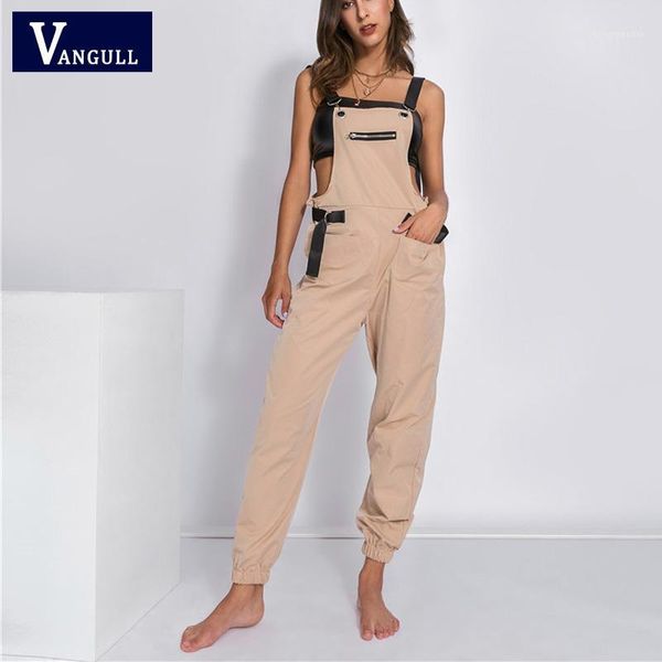 

vangull off shoulder jumpsuit women long jumpsuit 2020 new fashion spring autumn rompers female strap jumpsuits streetwear1, Black;white