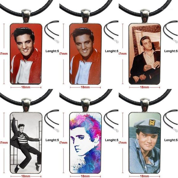 

musician elvis presley for girls statement maxi jewelry with steel plated glass cabochon choker long pendant rectangle necklace1, Silver