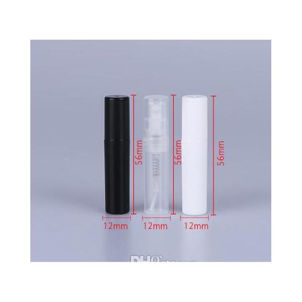 

1000pcs 2ml mini sample portable plastic perfume bottle transparent black white color spray refillable bo wmtmeb dh_seller2010