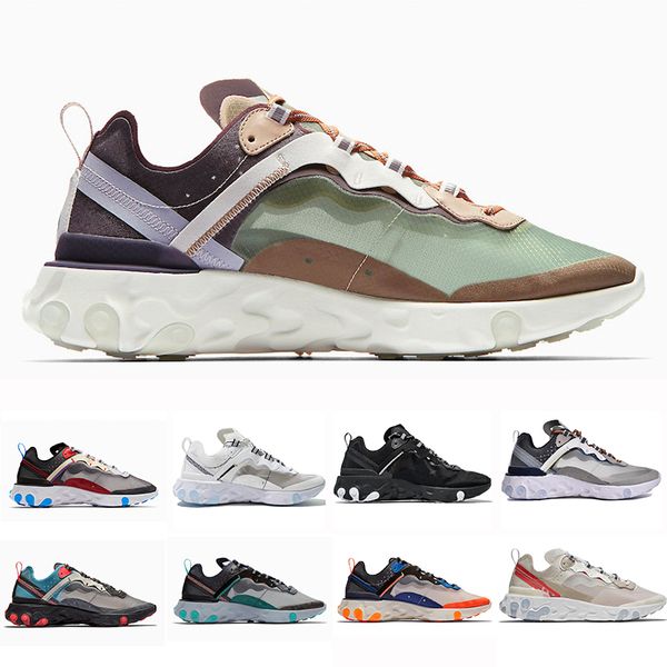 

2019 green mist undercover x upcoming react element 87 running athletic shoes women total orange blue chill men dark grey sports sneakers, White;red