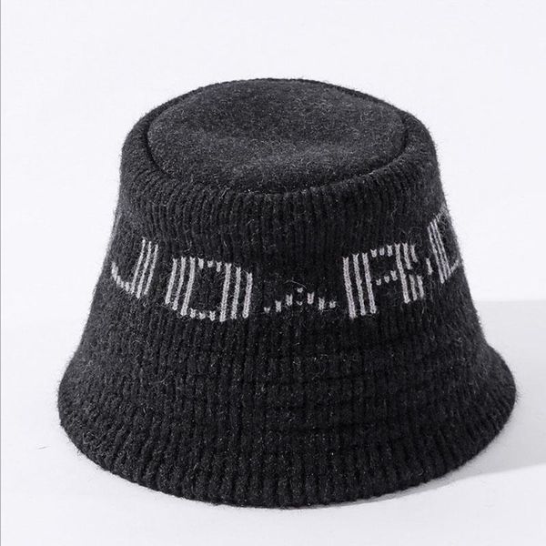 

winter thick knitted bucket hat, Blue;gray