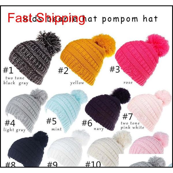 

christmas gifts 2-8 years children caps kids beanies visor cap hats girls winter warm hat woolen knitted hats casual headgea ffvu9, Black;white