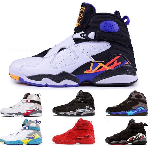 

new 8 8s three peat shoes for men fashion mens countdown pack chrome valentines day aqua white playoff sports sneakers size 7-13