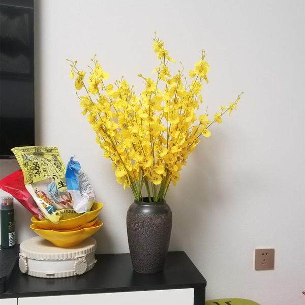 

decorative flowers & wreaths 95 cm length silk flower dancing orchid artificial branch fake for home wedding decoration indoor decor 1 bundl