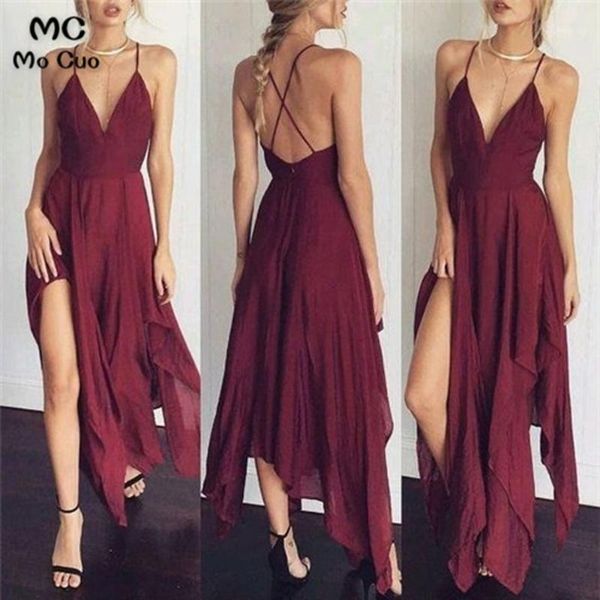 

burgundy wholesale price evening dresses long slit criss cross chiffon prom gown vestidos de fiesta chiffon women evening dress1, White;black