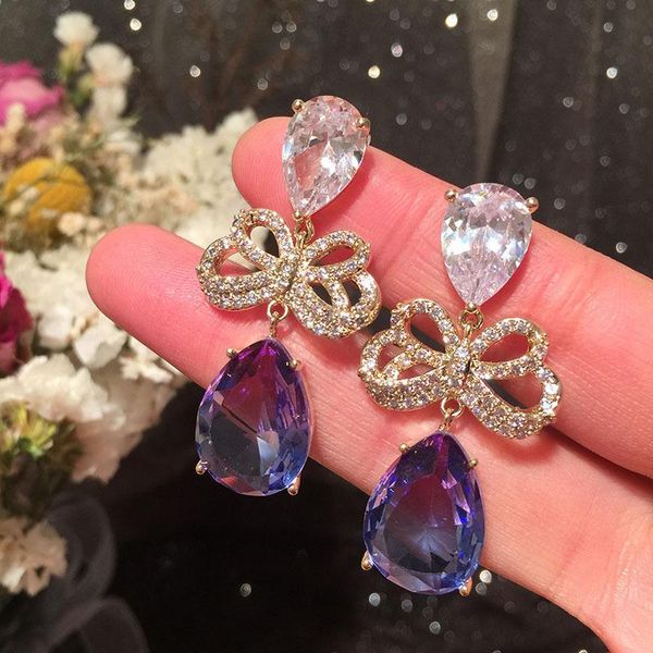 

dangle & chandelier trendy luxury simple geometric hollow flowers crystal zircon drop earrings women temperament fashion jewelry gifts acces, Silver