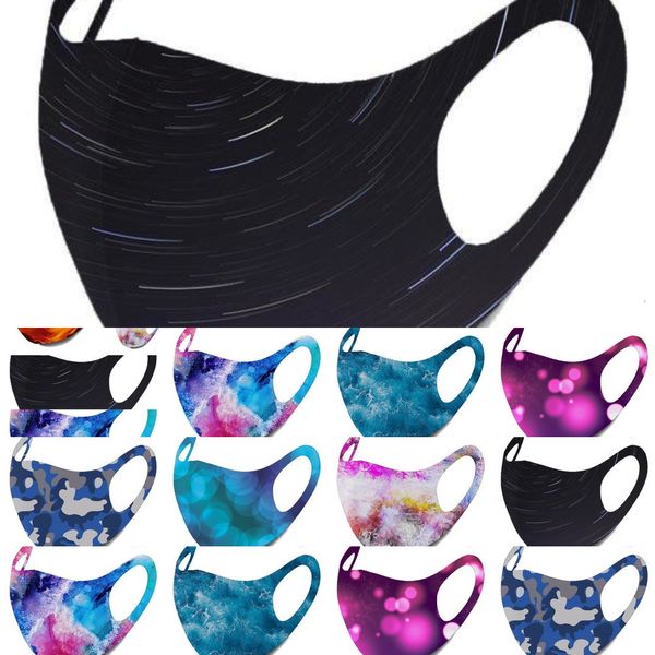 

10colors ice cover anti-dust washable print pm2.5 silk cotton masks starry sky flame camo ear hanging mask 11