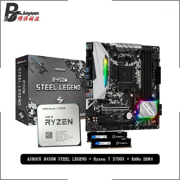 

rams amd ryzen 7 3700x r7 cpu + asrock b450m steel legend motherboard+pumeitou ddr4 2666mhz suit socket am4 without cooler1