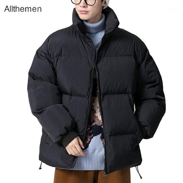 

allthemen men's jacket men's winter jackets 2020 new style solid color stand collar cotton coat thick casual fashion coats1, Black