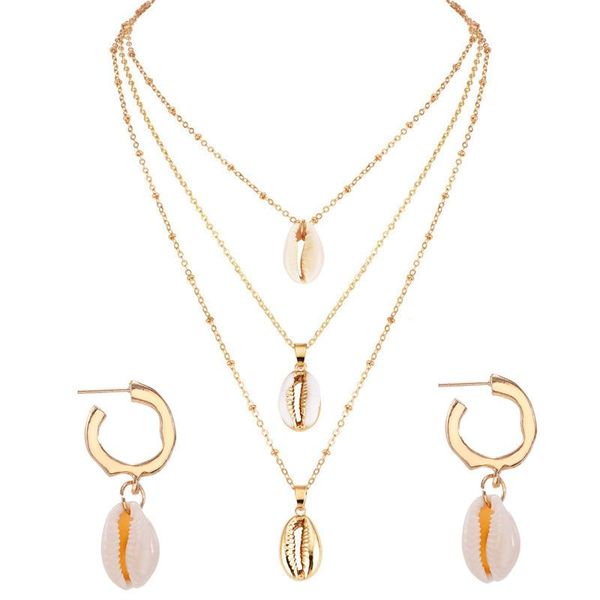 

комплекты ювелирных изделий bohemia shell для женщин golden 2pc sea shell подвеска ожерелье серьги набор костюм boho africa свадебные украше, Silver