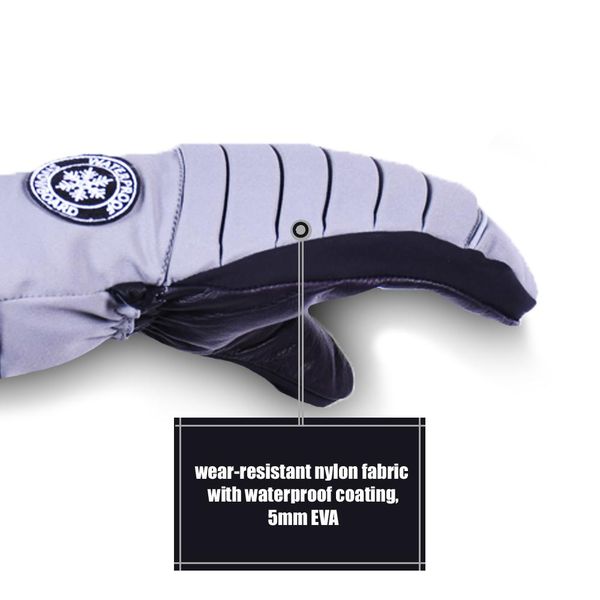 

зимняя использованная на открытом воздухе спортивные мужчины длинные манжеты снежные перчатки с молнией водонепроницаемый труб лыжный крест, Black