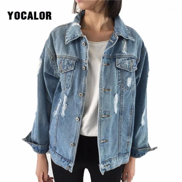 

2018 basic coat female spring autumn jeans denim jacket for women long loose jean jackets large sizes boyfriend college outwear1, Black;brown