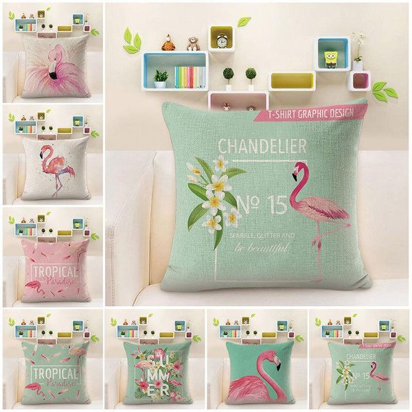 

cushion/decorative pillow 1piece flamingo pattern decorative throw case cushion cover square 45cm x pillowcase