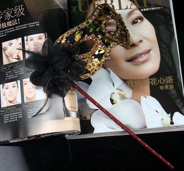 

venetian festive masquerade with flowers ball party mask 10peceis supplies & handheld handmade masque masks carnival wrh