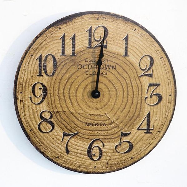 

wall clocks vintage american clock creative silent wooden bedroom living room reloj pared home decoration50wc1
