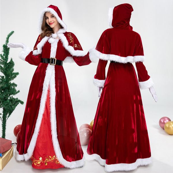 

men and women christmas cosplay for santa claus christmas queen dress christmas couple costumes party cosplay sale, Black;red