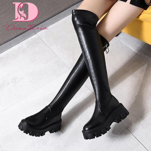 

doratasia new fashion female platform over the knee boots chunky heels zip thigh high boots women 2020 party office shoes woman, Black