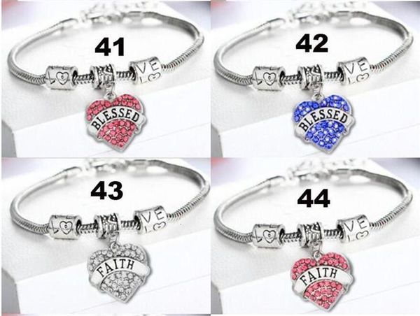 

factorycsx7crystal 45 types diamond family love heart bracelet member mom daughter grandma believe faith hope friend wristband, Golden;silver