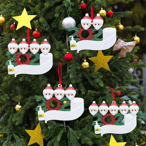 

ornament diy face mask snowman 2020 tree hanging pendant pvc christmas decoration family 2/3/4/52uur