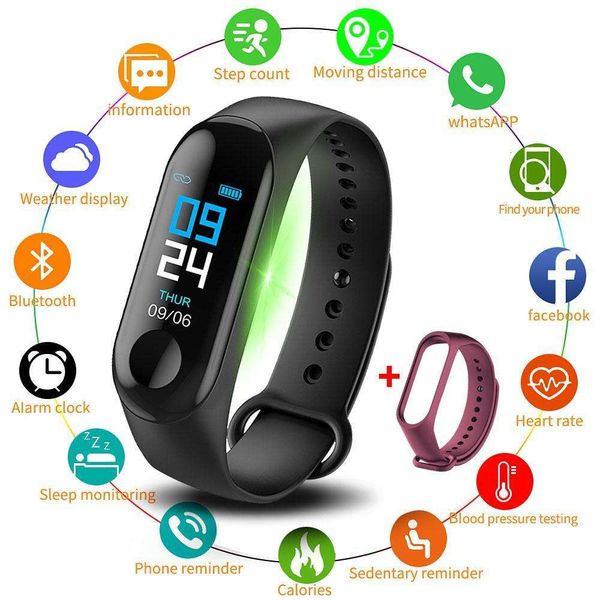 

smart heart health waterproof watch m3 profsional bluetooth wristband fitns tracker