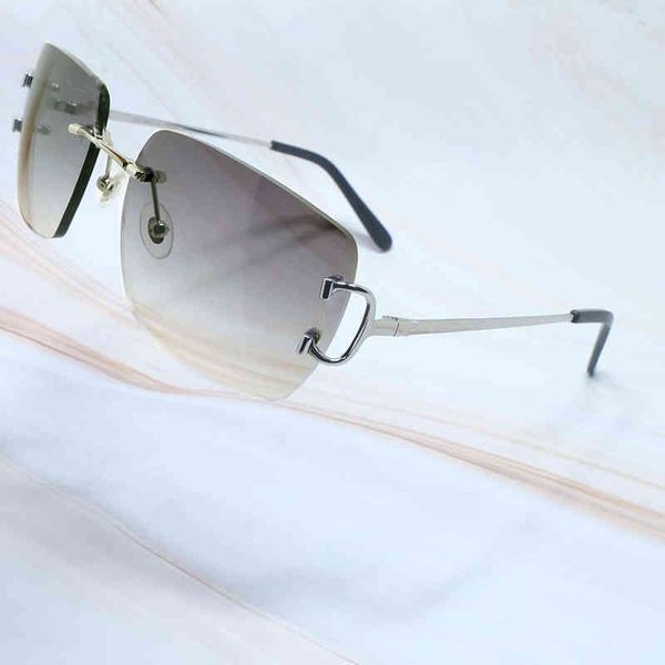 

2022 factory wholesale metal rimless square big luxury mens sunglass sun shade for men r6v5, White;black