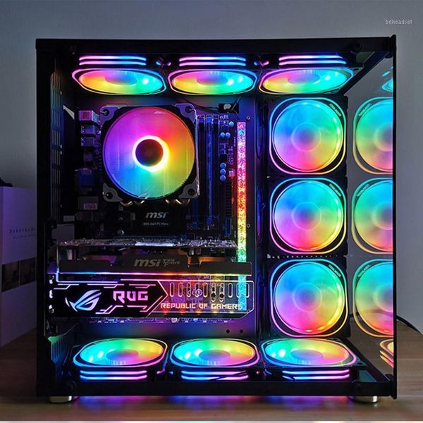 

coolmoon 120mm adjust rgb computer case pc cooling fan quiet fan blade with ir remote computer cooler cpu case fan(5pcs)1
