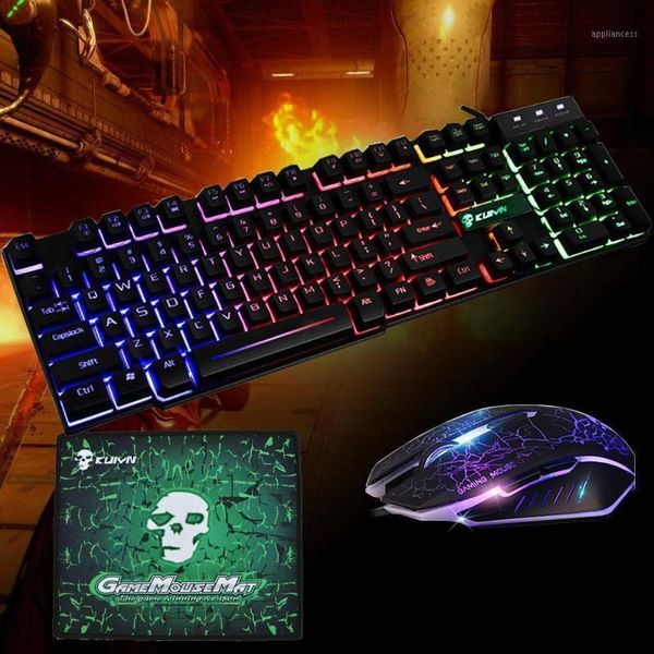 

2020 color backlit multi-button keyboard mouse and mouse pad three-piece kit silent gaming kit for pc lap