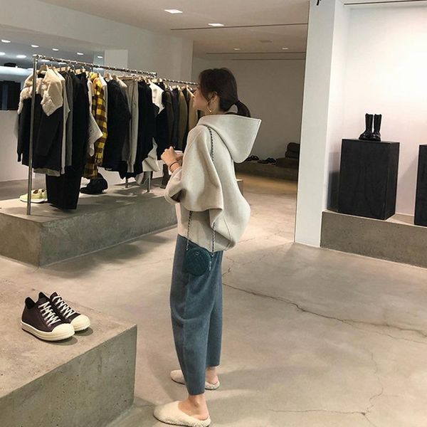 

women's tracksuits two piece suit oversize women suits wide leg pants set hoodies sweatshirt female coat autumn fleece harajuku pullove, Gray