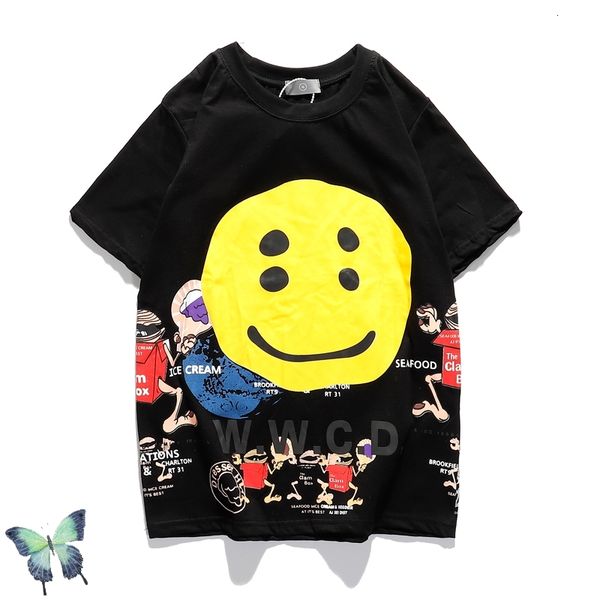 

2021 new kanye cpfm.xyz tokyo aoyama limited collaboration multi-element hoodies men women smiley flame foam printing hoodie wvcp, Black