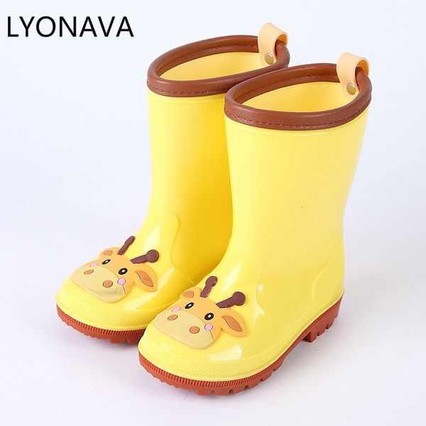 

lyonava rain boots kids girl cute cartoon printed children' rubber boots kalosze dla dzieci waterproof baby water shoes q1216, Black;grey
