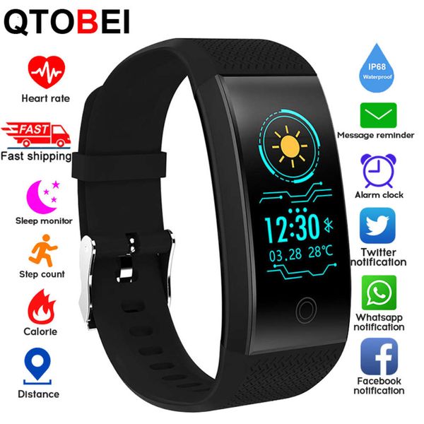 

intelligent fitns ip68 sports tracker heart rate pedometer 0.96 inch screen smart wristband watch female male android ios