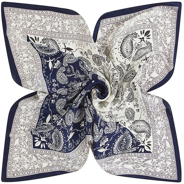 

2021 maitong silk scarf 60 *60cm ethnic wind color cashew lady professional imitation silk scarf small square, Blue;gray